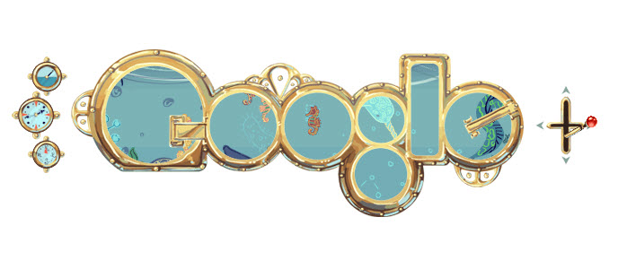 Doodle pour célébrer l'anniversaire de la naissance de Jules Verne
