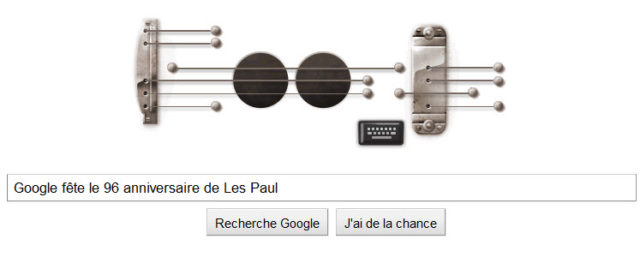 Doodle Google pour célébrer le 96ème anniversaire de Les Paul