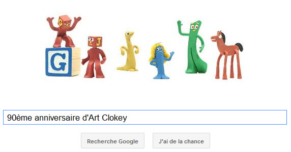 Doodle Google pour le 90ème anniversaire d'Art Clokey