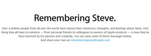 Steve Jobs - Apple active la page web en son hommage