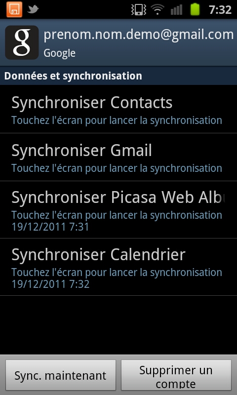 Synchronisation Calendrier Android - Google - Outlook
