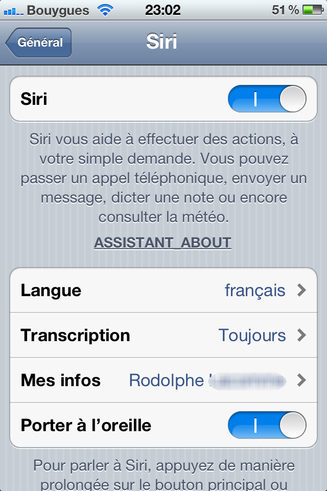 Siri sur iPhone 4 en français