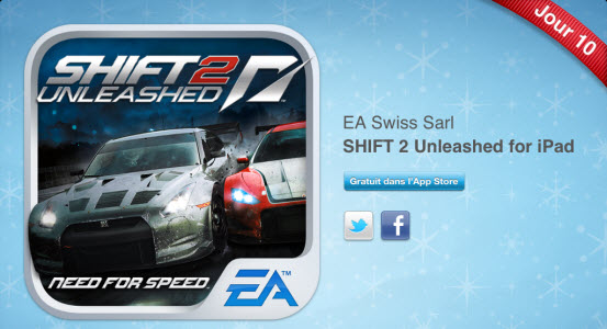 12 jours cadeaux iTunes – Jour 10 : le jeu Need For Speed SHIFT 2 Unleashed