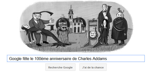 Google fête le 100ème anniversaire de Charles Addams