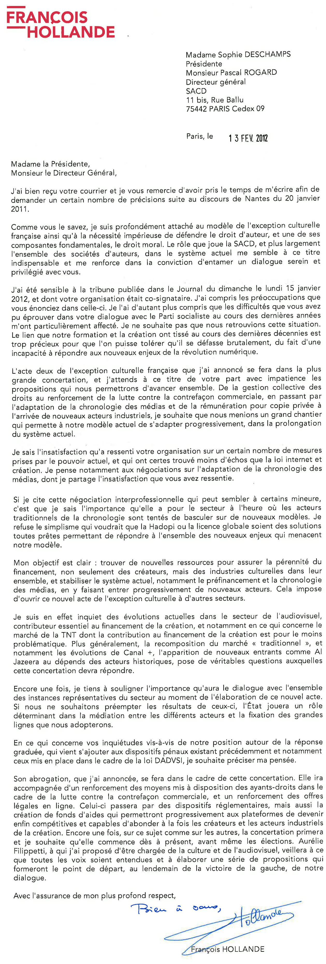 François Hollande confirme sa décision d'abroger la Hadopi