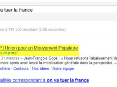L'UMP : "on va tuer la France" selon Google