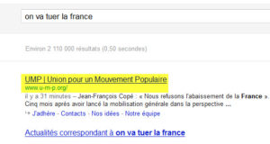 L'UMP : "on va tuer la France" selon Google