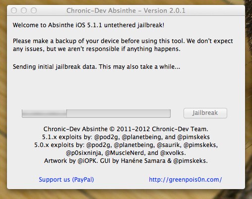 Chronic-Dev Absinthe - jailbreak iOS 5.1.1 - 2