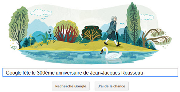 Google fête le 300ème anniversaire de Jean-Jacques Rousseau
