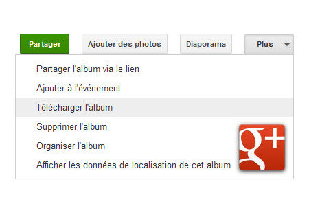 Google+ : arrivée des diaporamas et du téléchargement des albums pour vos photos