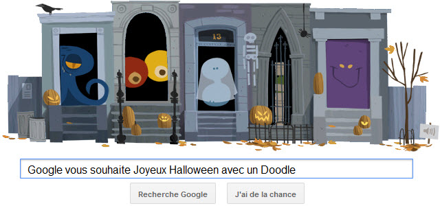 Google vous souhaite Joyeux Halloween avec un Doodle