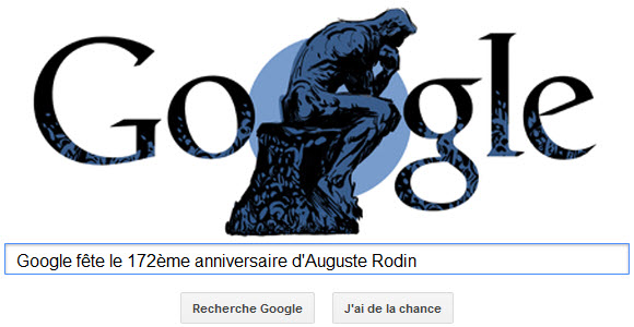 Google fête le 172ème anniversaire d'Auguste Rodin