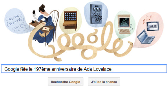 Google fête le 197ème anniversaire de Ada Lovelace