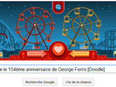Google fête la St Valentin mais aussi le 154ème anniversaire de Georges Ferris [Doodle]