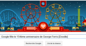 Google fête la St Valentin mais aussi le 154ème anniversaire de Georges Ferris [Doodle]