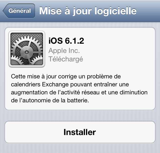 L'iOS 6.1.2 est disponible en téléchargement