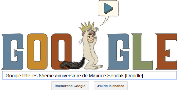 Google fête les 85ème anniversaire de Maurice Sendak [Doodle]