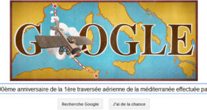 Google fête le 100ème anniversaire de la 1ère traversée aérienne de la méditerranée [Doodle]