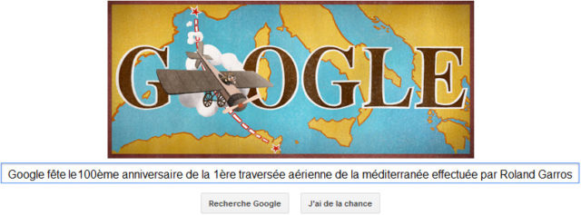 Google fête le 100ème anniversaire de la 1ère traversée aérienne de la méditerranée [Doodle]