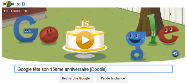 Google fête son 15ème anniversaire [Doodle]