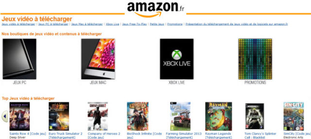 Amazon France vend dorénavant des jeux et des logiciels dématérialisés