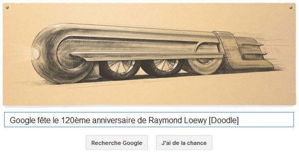 Google fête le 120ème anniversaire de Raymond Loewy [Doodle]