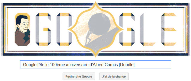 Google fête le 100ème anniversaire d'Albert Camus [Doodle]