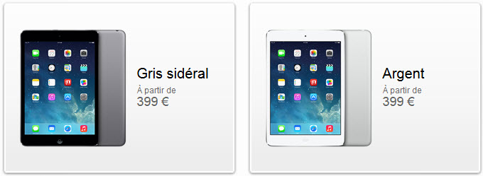 L'iPad Mini 2 ou Retina est disponible à partir de 399€ sur l'Apple Store