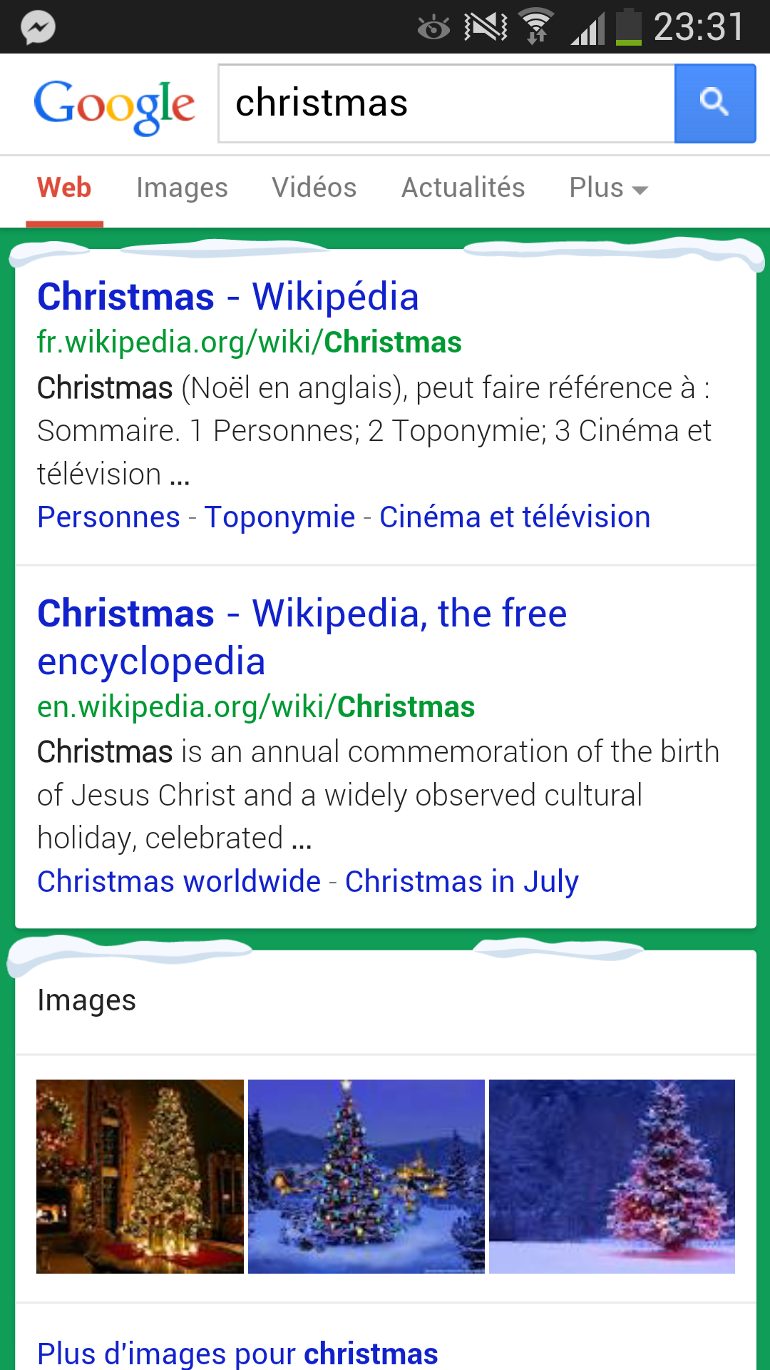 Easter Egg Google : tapez une recherche contenant les mots "Christmas" ou "Kwenzaa" et admirez