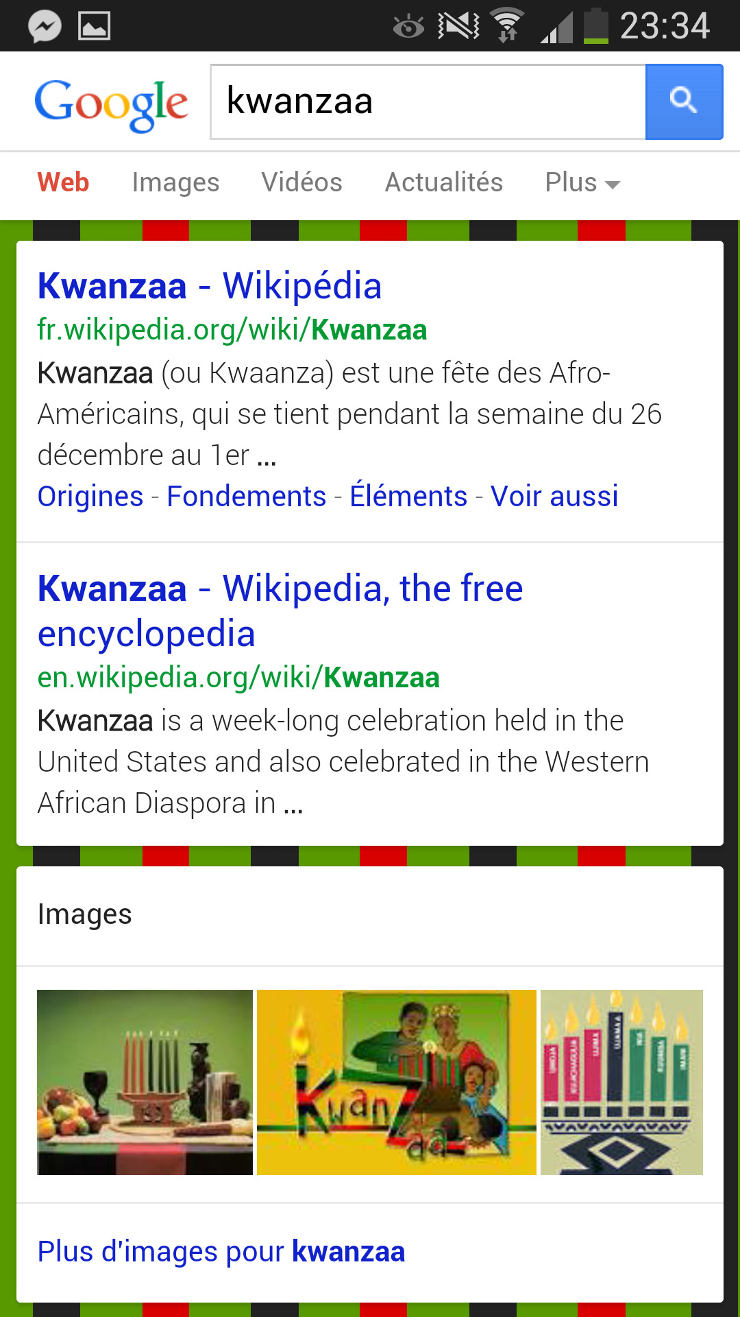 Easter Egg Google : tapez une recherche contenant les mots "Christmas" ou "Kwenzaa" et admirez