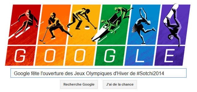 Google fête l'ouverture des Jeux Olympiques d'Hivers de #Sotchi2014