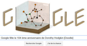 Google fête le 104 ème anniversaire de Dorothy Hodgkin [Doodle]