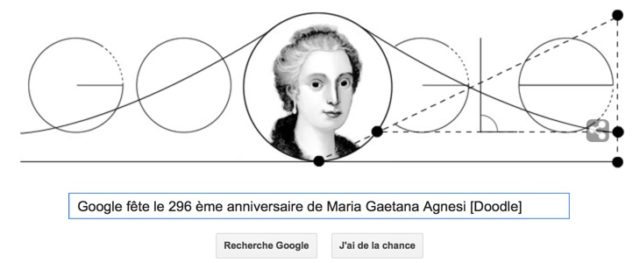 Google fête le 296ème anniversaire de Maria Gaetana Agnesi [Doodle]