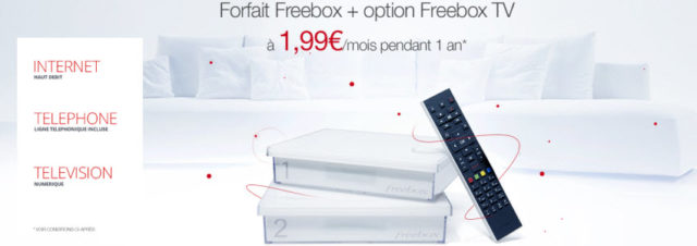 Free prolonge sa vente-privée de son forfait Freebox+option TV à 1,99€