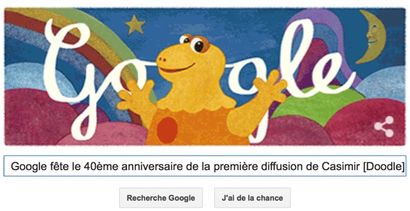 Google fête le 40ème anniversaire de la première diffusion de Casimir [Doodle]