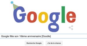 Google fête son 16ème anniversaire [Doodle]