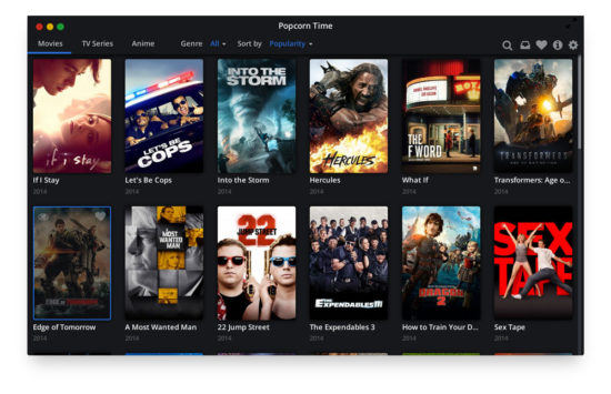 Popcorntime - Interface digne de Netflix ou Apple TV