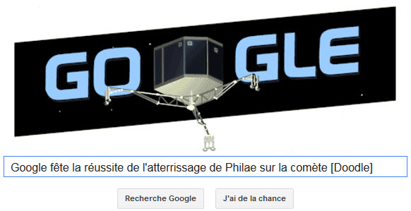 Google fête la réussite de l'atterrissage de Philae sur la comète [Doodle]