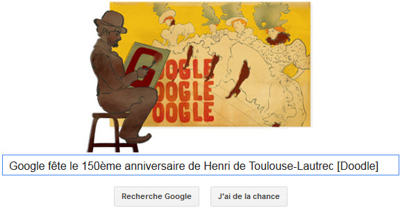Google fête le 150ème anniversaire de Henri de Toulouse-Lautrec [Doodle]