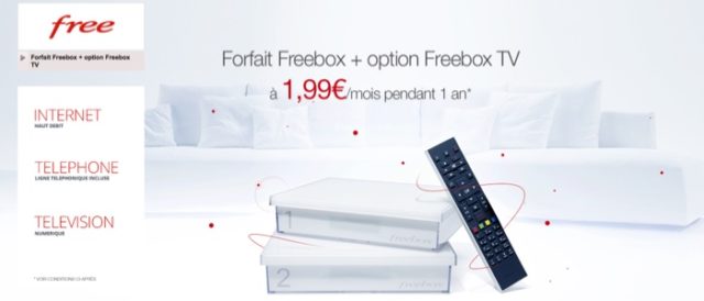 Free brade son forfait Freebox avec option TV à 1,99€/mois pendant 1 an sur Vente-privee.com