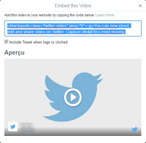 Twitter : il est maintenant possible d'intégrer une vidéo sur un site web