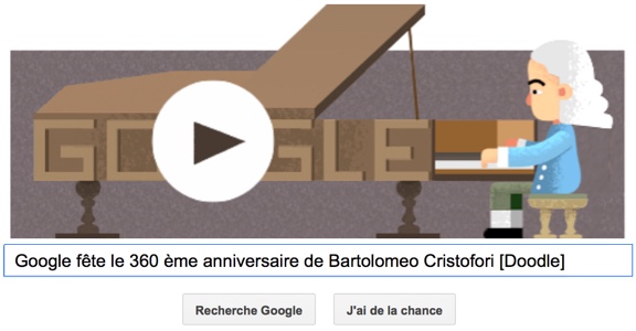 Google fête le 360ème anniversaire de Bartolomeo Cristofori [Doodle]