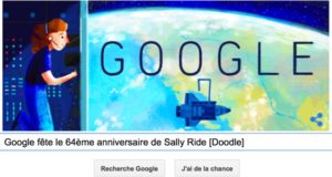 Google fête le 64ème anniversaire de Sally Ride [Doodle]