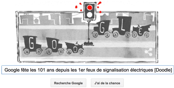 Google fête les 101 ans depuis les 1er feux de signalisation électriques [Doodle]