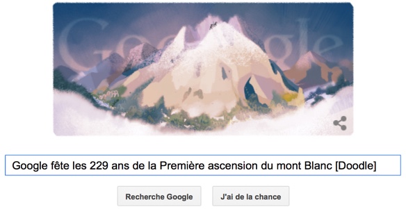 Google fête les 229 ans de la première ascension du Mont Blanc [Doodle]