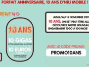 NRJ Mobile propose un forfait tout illimité avec 10 Go d'internet en 4G à 10€/mois pendant 12 mois!