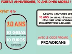 NRJ Mobile propose un forfait tout illimité avec 10 Go d'internet en 4G à 10€/mois pendant 12 mois!