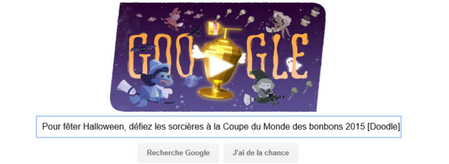 Pour fêter Halloween, Google vous invite à défier les sorcières à la Coupe du Monde des bonbons 2015 [Doodle]