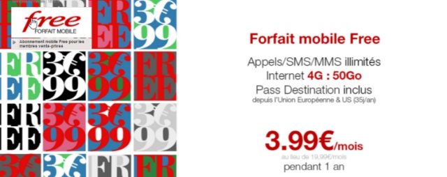 FreeMobile propose de nouveau un forfait à 3,99€ par mois pendant 1 an sur Vente-privee.com