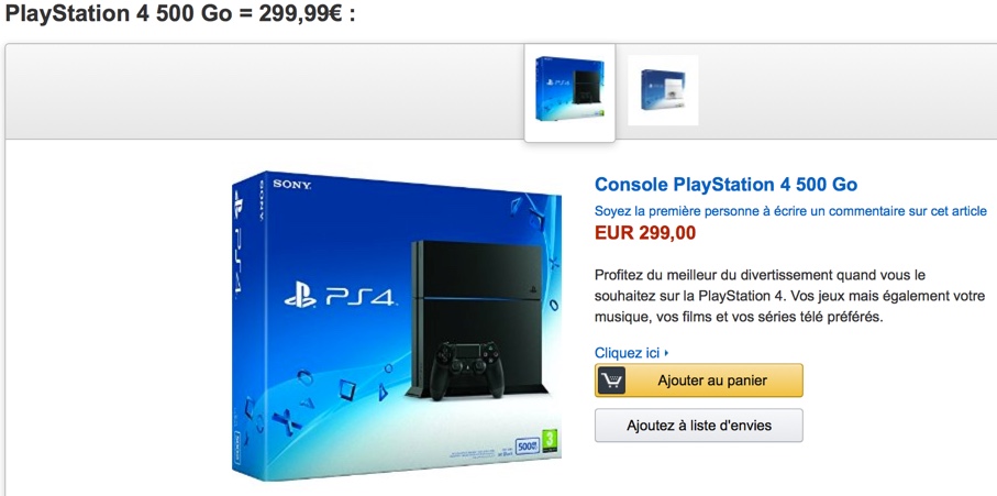 La PS4 est à 299€ sur Amazon jusqu'au 20 décembre [Bon plan]